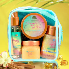 Tree Hut Tropic Glow Everything Shower Gift Set, 4 Piece Kit, Travel Size | Exfoliating Body Scrub, Body Wash, Shave Oil & Body Butter, Self Care Gift Set, Nourishing & Moisturizing with Shea Butter