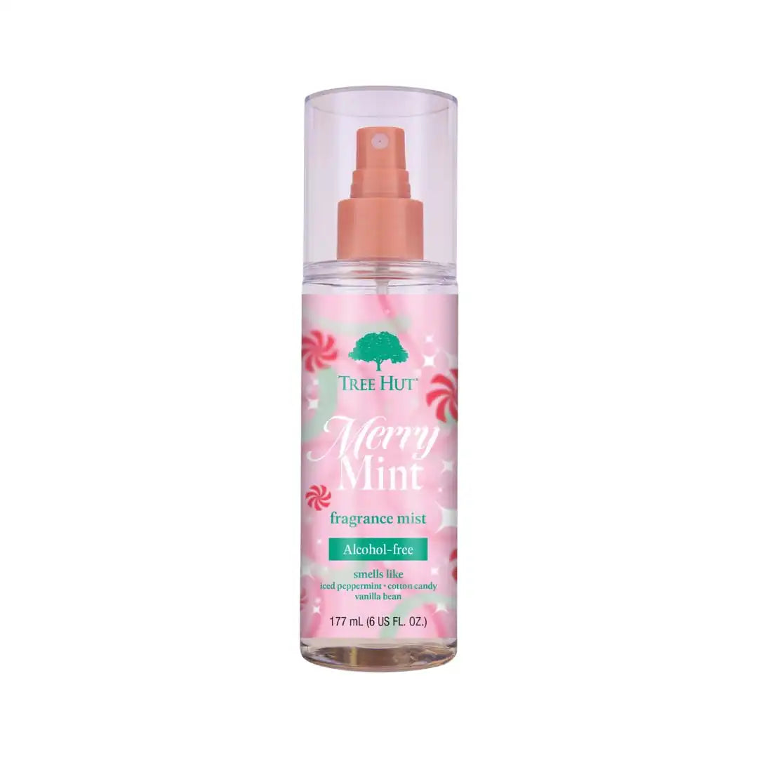 Tree Hut Merry Mint Hair & Body Mist, Spritz On for a Refreshed Feel or Layer with Your Favorite Scents, Versatile Body Spray, Limited Edition Holiday, 6 Fl Oz.
