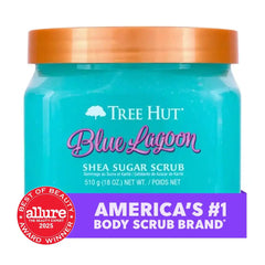 Tree Hut Blue Lagoon Shea Sugar Scrub,Exfoliating,Hydrating & Moisturizing Body Scrub with Shea Butter & Nourishing Essential Oils,Smooth-& Soften Skin,18 oz,(Pack of 2)